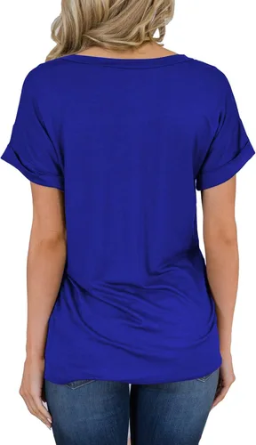 Vista 2 de MIHOLL - Camiseta holgada casual de manga corta con cuello en V para mujer