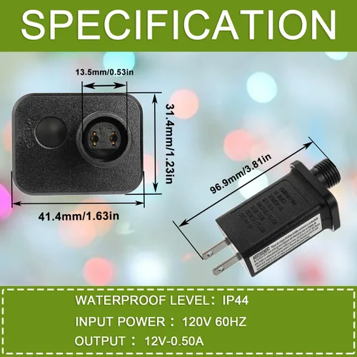 Vista 2 de Controlador LED de repuesto para transformador de 12 V, 6 W, clase 2, con 8 modos de suministro para cadena de luces de Navidad, decoraciones