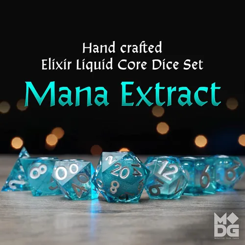 Vista 2 de FanRoll by Metallic Dice Games - Juego de dados DND de extracto de maná y elixir de núcleo líquido, dados para juegos de rol para Calabozos