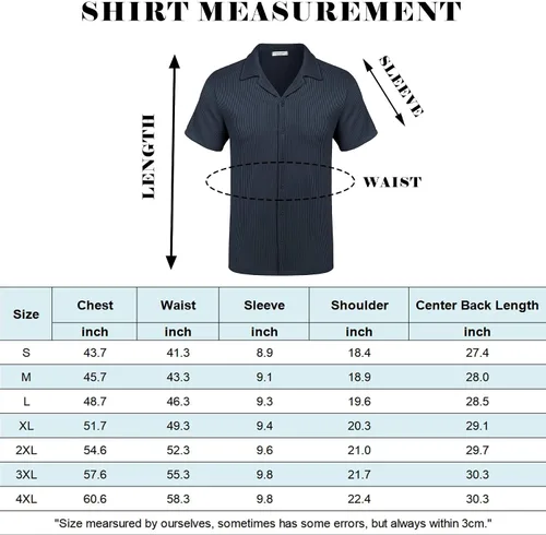Vista 6 de COOFANDY Camisas casuales con botones para hombre, de manga corta, ajuste regular, a la moda, para campamento y playa