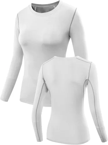 Vista 5 de NELEUS - Camisa deportiva de compresión atlética, de manga larga, para mujer, dry fit, paquete de 3