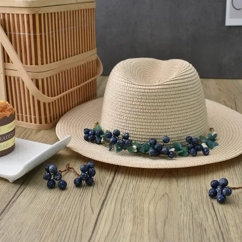 Vista 2 de Arándanos falsos Frutas artificiales de espuma de plástico, flores de seda falsas para Navidad, decoración del hogar, fiesta, boda, azul, 20