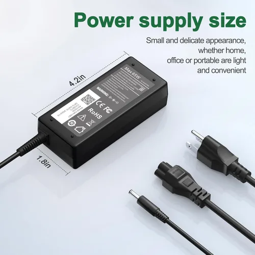 Vista 6 de Cargador de 65 W para cargador de laptop Dell, adaptador de CA para Dell Inspiron 15 3000 5000 Series 15-3552 3558 3565 3567 5551 5552 5555 5558