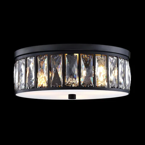 Vista 15 de Lámpara de techo de tambor de cristal cromada de 12 pulgadas, montaje semiempotrado, accesorio de granja para sala de estar, comedor, dormitorio