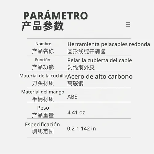 Vista 4 de FTTH - Pelacables redondo, corte horizontal y vertical para una extracción rápida y precisa de la chaqueta de 3/16 a 1 1/8 pulgadas de diámetro