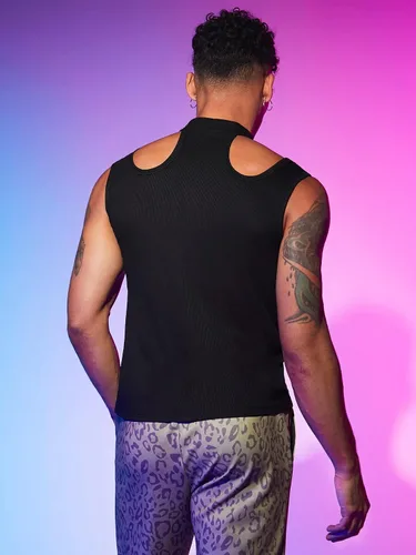 Vista 2 de GORGLITTER Camiseta sin mangas con cuello alto falso para hombre