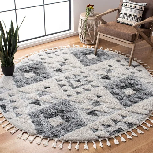 Vista 19 de SAFAVIEH Alfombra marroquí con borlas, 2 x 3 pies, marfil y marrón, no desprende pelusa y fácil de limpiar, textura alta y baja, ideal