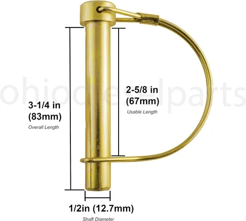 Vista 3 de Pasador de enganche de remolque de bloqueo de eje redondo PTO 1/2 "x 2-5/8" (paquete de 10)
