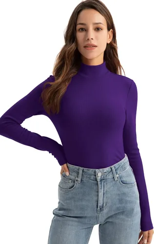 Vista 2 de Camiseta interior térmica acanalada de manga larga con cuello alto falso para mujer