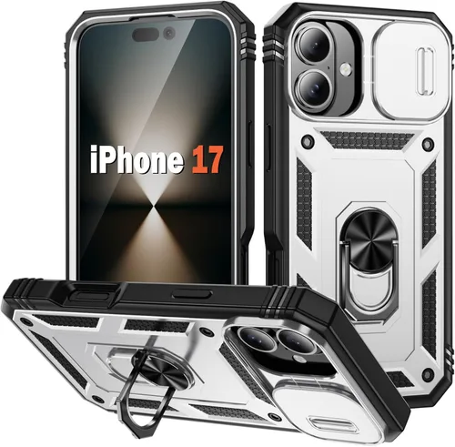 Vista 20 de PASNEW Funda militar para iPhone 13 Pro Max, cubierta de cámara deslizante y soporte de anillo de metal de 360°, carcasa rígida multicapa resistente