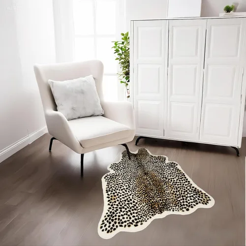 Vista 11 de Deer Rug - Tapete de piel de vaca sintética con estampado de ciervos Sika para sala de estar (6.1 x 5 pies)