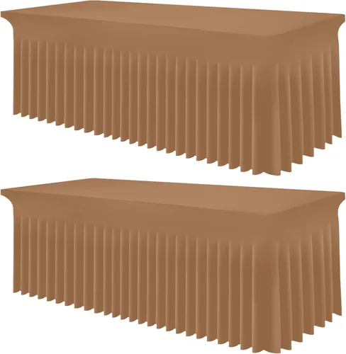 Vista 63 de Smiry Mantel de Spandex, Mantel Elástico Ajustable Extensible para Mesas Rectangulares de 6 Pies, Falda Cubierta de Mesa Impermeable y Lavable