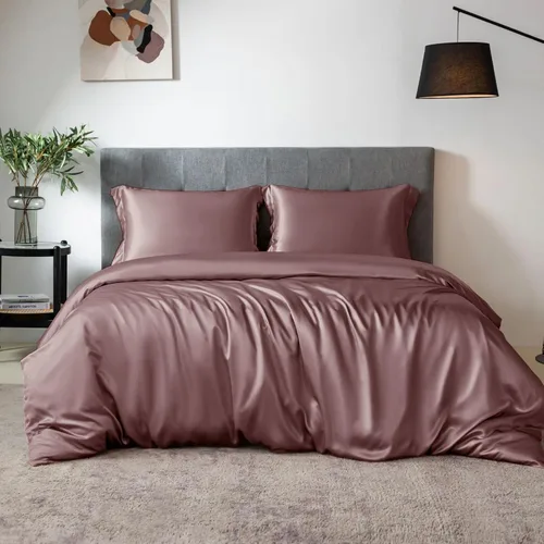 Vista 16 de THXSILK Juego de funda de edredón de seda de 4 piezas, sábanas de seda, juegos de cama de lujo, ultra suave, lavable a máquina, duradera, 100% seda