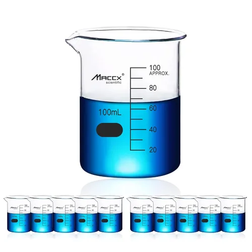 Vista 21 de Vaso de vidrio resistente de 3.4 onzas (3.4 fl oz), 3.3 Griffin de borosilicato de forma baja con graduación impresa, paquete de 4, BKL100-004