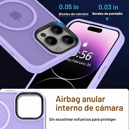 Vista 5 de MOCCA - Funda magnética a prueba de golpes para iPhone 14 Pro Max, color púrpura claro (A-Light Purple)