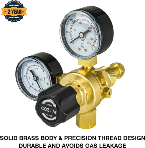 Vista 2 de Soldadura de gas de los medidores del regulador del argón del CO2, regulador del gas del argón 0-4500PSI para la soldadura de Mig Tig, conexión