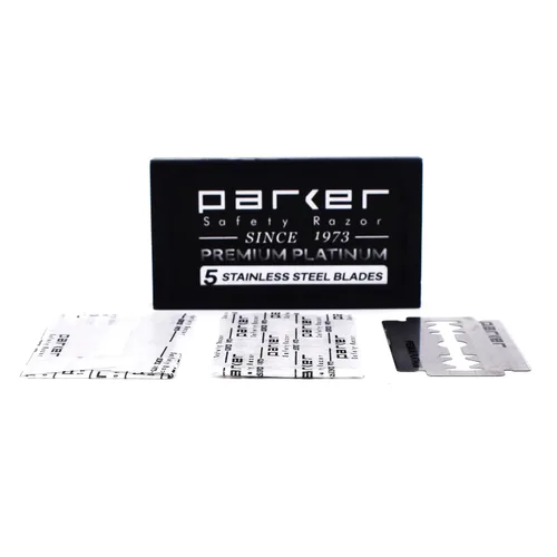 Vista 3 de Parker - 100 cuchillas de afeitar de seguridad de doble filo, acero inoxidable revestido de platino y tungsteno de alta calidad para afeitados