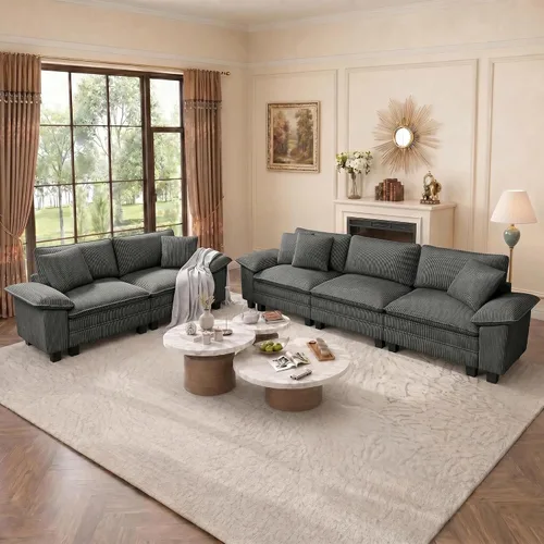Vista 36 de PHI VILLA Conjuntos de sofás modulares Cloud, juego de sofá seccional de 2 piezas con sofá cama, sofá cómodo de 3 plazas para sala de estar y Ceniza