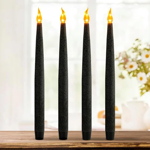 Vista 9 de FURORA LIGHTING Velas LED cónicas blancas con soportes dorados, paquete de 2 con temporizador de 5/19, elegante brillo sin llama para decoración