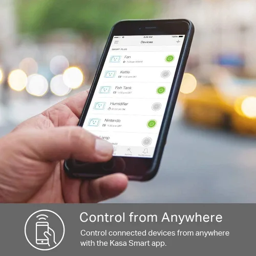 Vista 7 de Kasa Smart Regleta de enchufe HS300, protector de sobretensiones con 6 tomas inteligentes controladas individualmente y 3 puertos USB, compatible