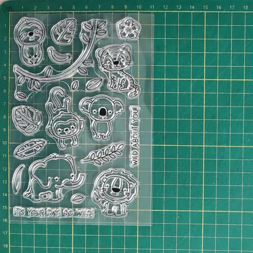 Vista 4 de Juego de sellos y troqueles de animales para hacer tarjetas, sellos transparentes y troqueles de corte de metal para álbumes de recortes