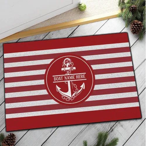 Vista 3 de Tapete náutico personalizado con nombre personalizado, alfombra de bienvenida para yate, puerto deportivo, muelle o retiro en el lago, tapete