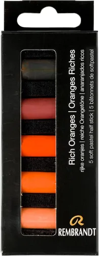 Vista 13 de Rembrandt Juego de micro pastel suave, medias barras de 5 piezas, Siennas quemadas Half-Stick Pastels Set for Smooth Color Transfer, High