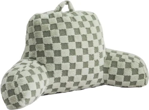 Vista 13 de Aimuan Almohada de Lectura a Cuadros Reposaespaldas de Cuña para Cama Almohada a Cuadros con Brazos Soporte para la Espalda para Sentarse en la Cama