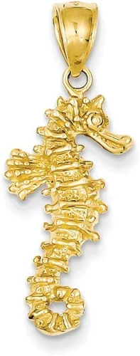 Vista 7 de Collar con colgante de caballito de mar 3D de oro amarillo de 14 quilates, joyería fina para mujer, regalos para ella