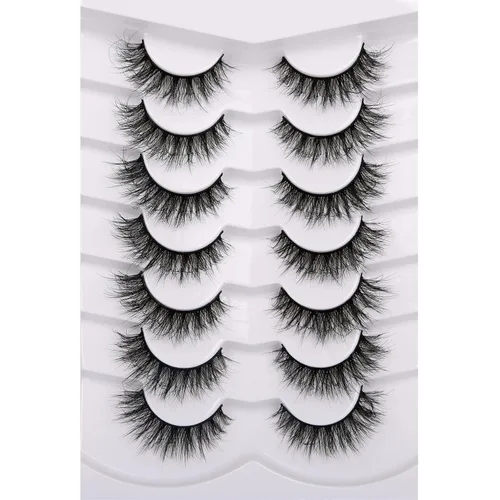 Vista 72 de Pooplunch - Pestañas postizas estilo ojo de gato, extensión de volumen 8D natural, finas, cortas, de visón sintético, tiras de pestañas postizas