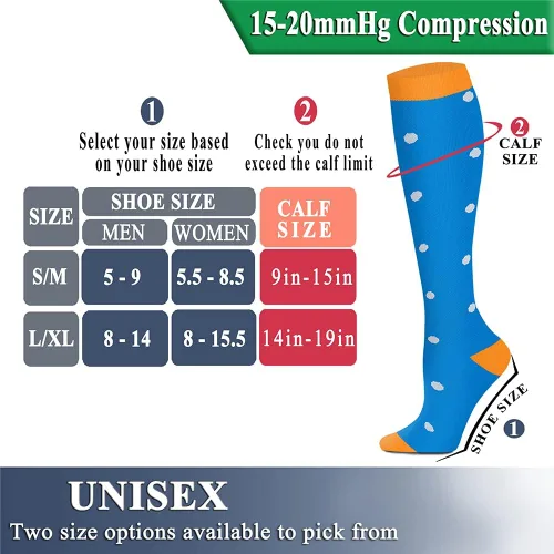 Vista 7 de QUXIANG Calcetines de compresión de cobre para mujeres y hombres de circulación 8 pares Lo mejor para correr y ciclismo atlético 15-20 mmHg Cobre
