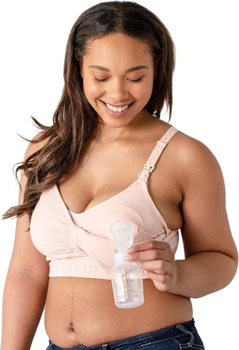 Vista 2 de Kindred Bravely Paquete de 2 brasieres de bombeo manos libres (beige y rosa, talla S-Busty)