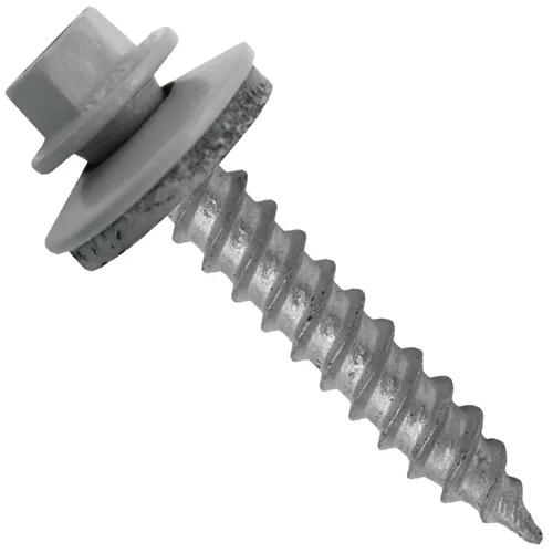 Vista 61 de 12 tornillos para techos de metal gris ABC de 1-1/2 pulgadas, cabezal de arandela hexagonal, arranque automático/roscado, arandela EPDM. 1 bolsa