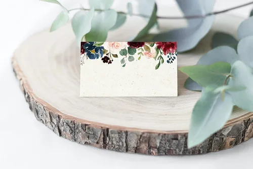 Vista 3 de Tarjetas de lugar rústicas burdeos, paquete de 100, tarjetas de asientos de boda, tarjetas de acompañantes, 2.5 x 3 pulgadas, puntuadas y listas
