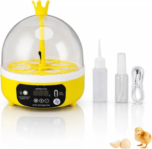Vista 9 de Mini incubadora de huevos, incubadora de 4 huevos, máquina para eclosionar el hogar, control automático de temperatura y humedad para granja, aula