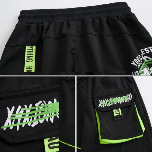 Vista 8 de XYXIONGMAO Techwear - Pantalones tácticos para hombre, estilo cargo, hip hop, harem, pantalones casuales sueltos, pantalones deportivos funcionales