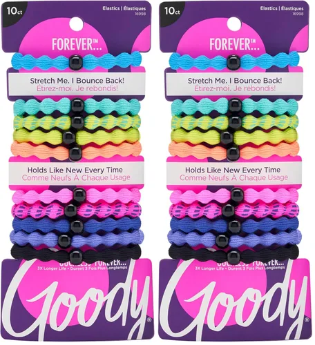 Vista 14 de Goody Ouchless Forever - Bandas elásticas para el cabello, 10 unidades, color negro, bandas sin daños, lazos elásticos 3 veces más fuertes