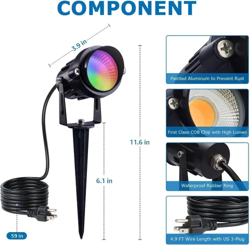 Vista 9 de SUNVIE RGBW - Focos de Halloween para exteriores de 12 W, luces LED