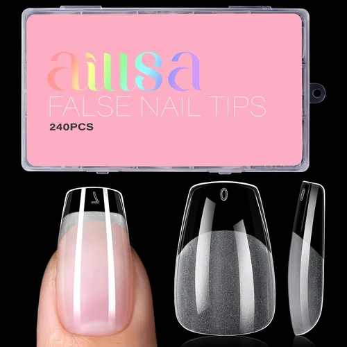 Vista 18 de AILLSA Puntas de uñas de bailarina, puntas de uñas de gel transparente