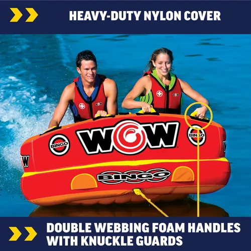 Vista 2 de WOW World of Watersports - Inflable de bingo, tabla para remolcar con cabina para sentarse segura. Puntos de remolque adelante y atrás