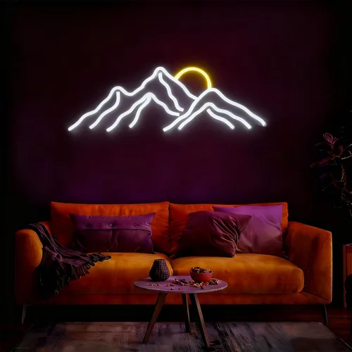 Vista 2 de LED Mountains Sunrise Sunset Wave Neon Signs Dimmable 5V USB Power Neon Lights Wall Art Decorative Lamp for Home Preppy Dorm Salon Decor Bar Party