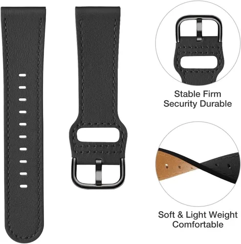 Vista 2 de Correa de cuero para Garmin Vivoactive 6/Vivoactive 5/3 Negro