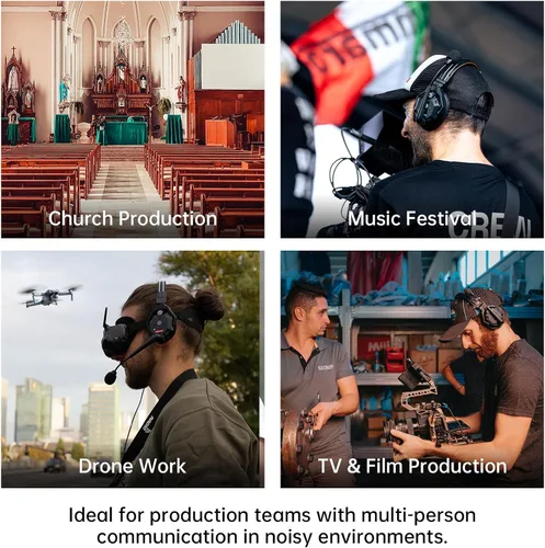 Vista 7 de Auriculares inalámbricos estéreo master Hollyland Solidcom C1 Pro ENC dúplex completo de 335m comunicación de equipo con silenciamiento PTT