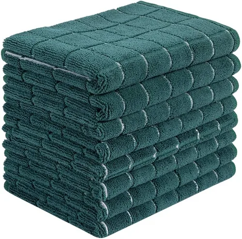 Vista 10 de Toallas de cocina de microfibra, suaves, superabsorbentes y sin pelusas, paquete de 8 (colores negros con diseño de enrejado), 26 x 18 pulgadas