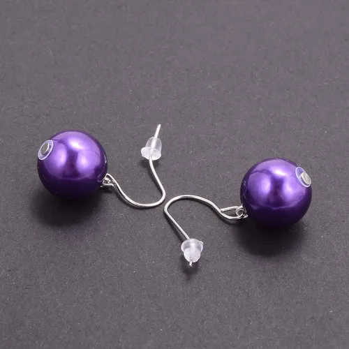 Vista 9 de Conjunto de collar y aretes de perlas de imitación grandes para mujer, joyería de perlas grandes