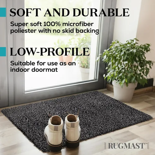 Vista 5 de Tapete de Puerta Interior de Microfibra Premium – 20"x30" Tapete de Entrada Lavable, Antideslizante, Respaldo Impermeable, Súper Absorbente, Tapete