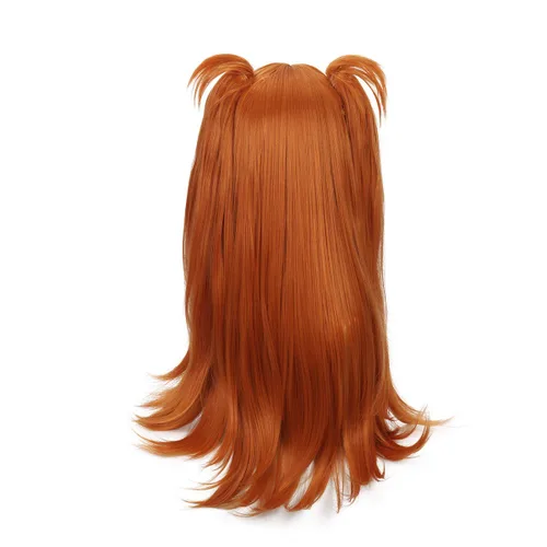 Vista 4 de Qiancoshair Anime Asuka Langley Soryu Peluca larga naranja Cosplay peluca con clip en doble cola de caballo mujeres niñas partido Pelucas