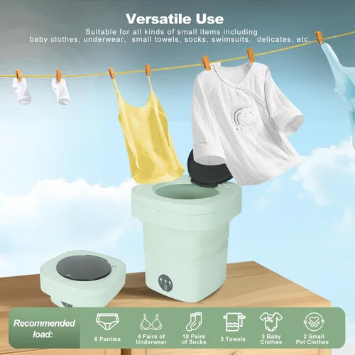 Vista 7 de Mini lavadora portátil, lavadora plegable de 9 litros con 3 modos, ideal para ropa de bebé, ropa interior, calcetines, diseño de ahorro de espacio