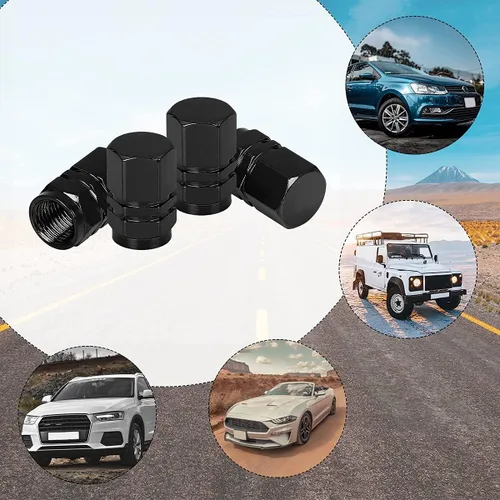 Vista 7 de 4 tapas de válvula de vástago de neumático, tapas de válvula de rueda de coche, a prueba de polvo, protección de aire a prueba de fugas, compatible