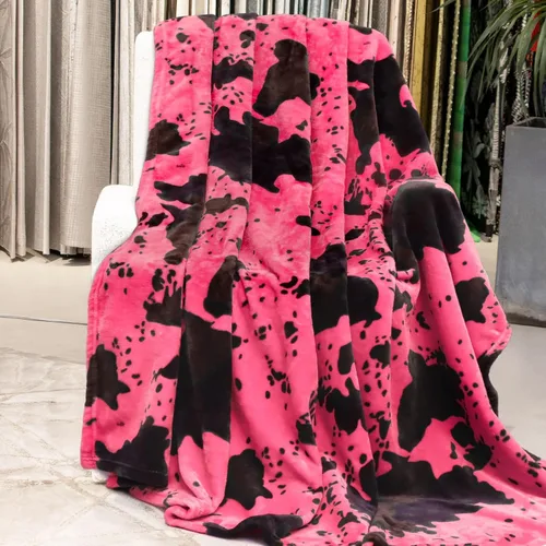 Vista 39 de Manta de vaca para niños de 40 x 50 pulgadas, ropa de cama de forro polar ultrasuave para niños y niñas, manta ligera para cochecito de bebé, bonita
